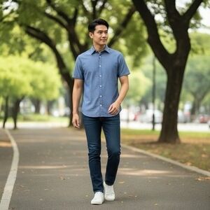 Men's Calvin Klein Jeans Surf The Web Denim Button-Up Shirt S NWT